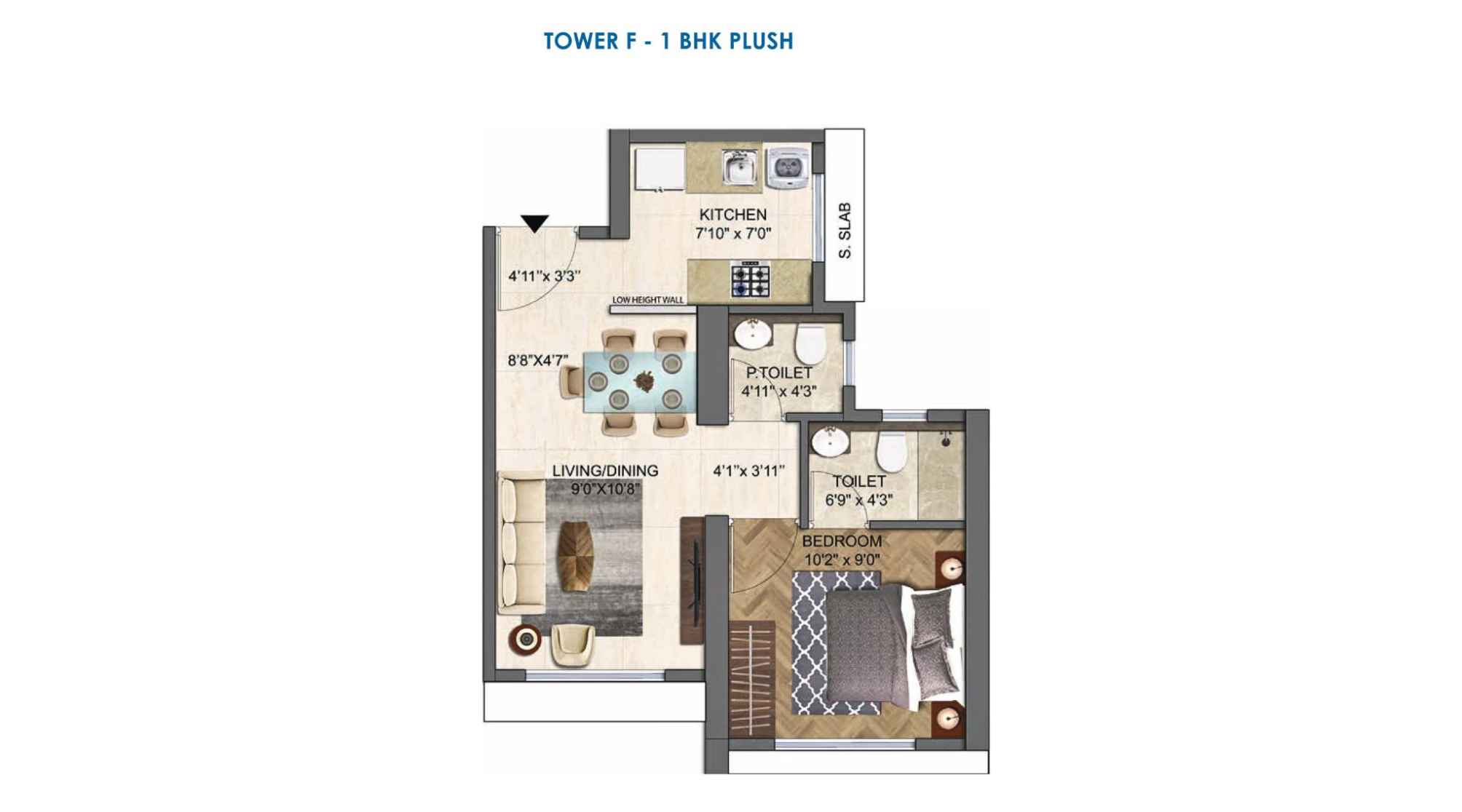 Runwal-Enchanted-Floor-Plans-Tower-F-1-BHK-Plush