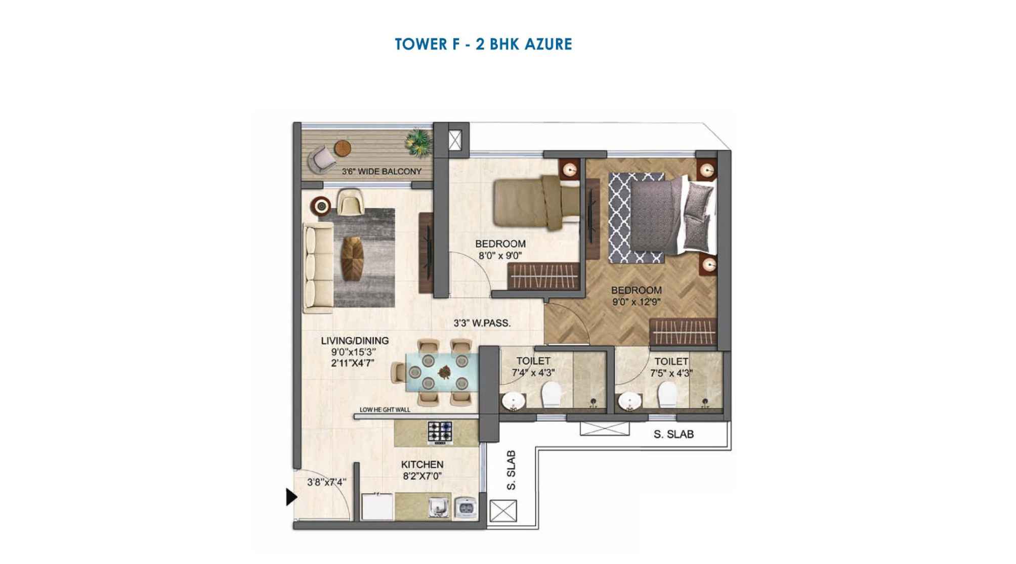 Runwal-Enchanted-Floor-Plans-Tower-F-2-BHK-Azure