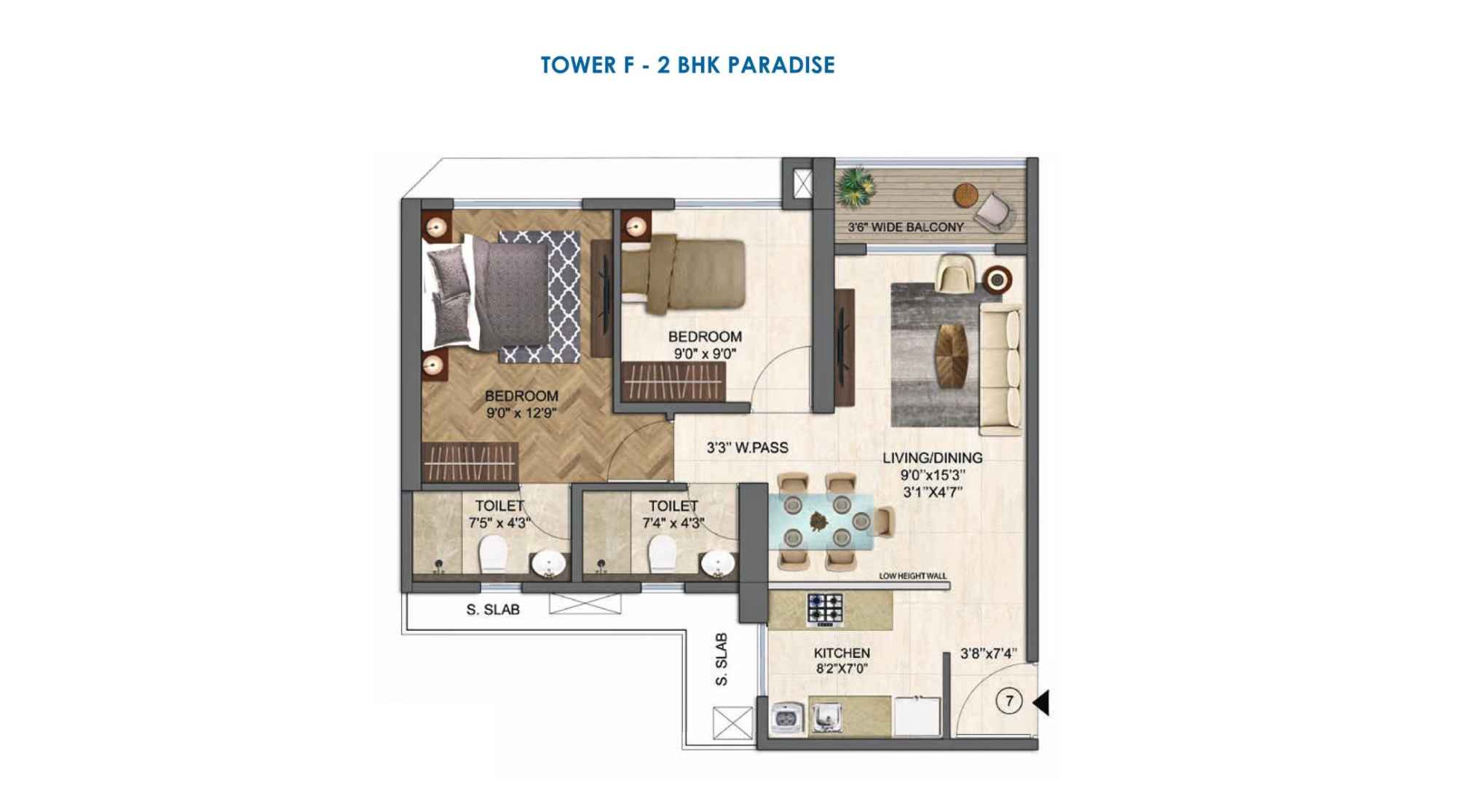 Runwal-Enchanted-Floor-Plans-Tower-F-2-BHK-Paradise