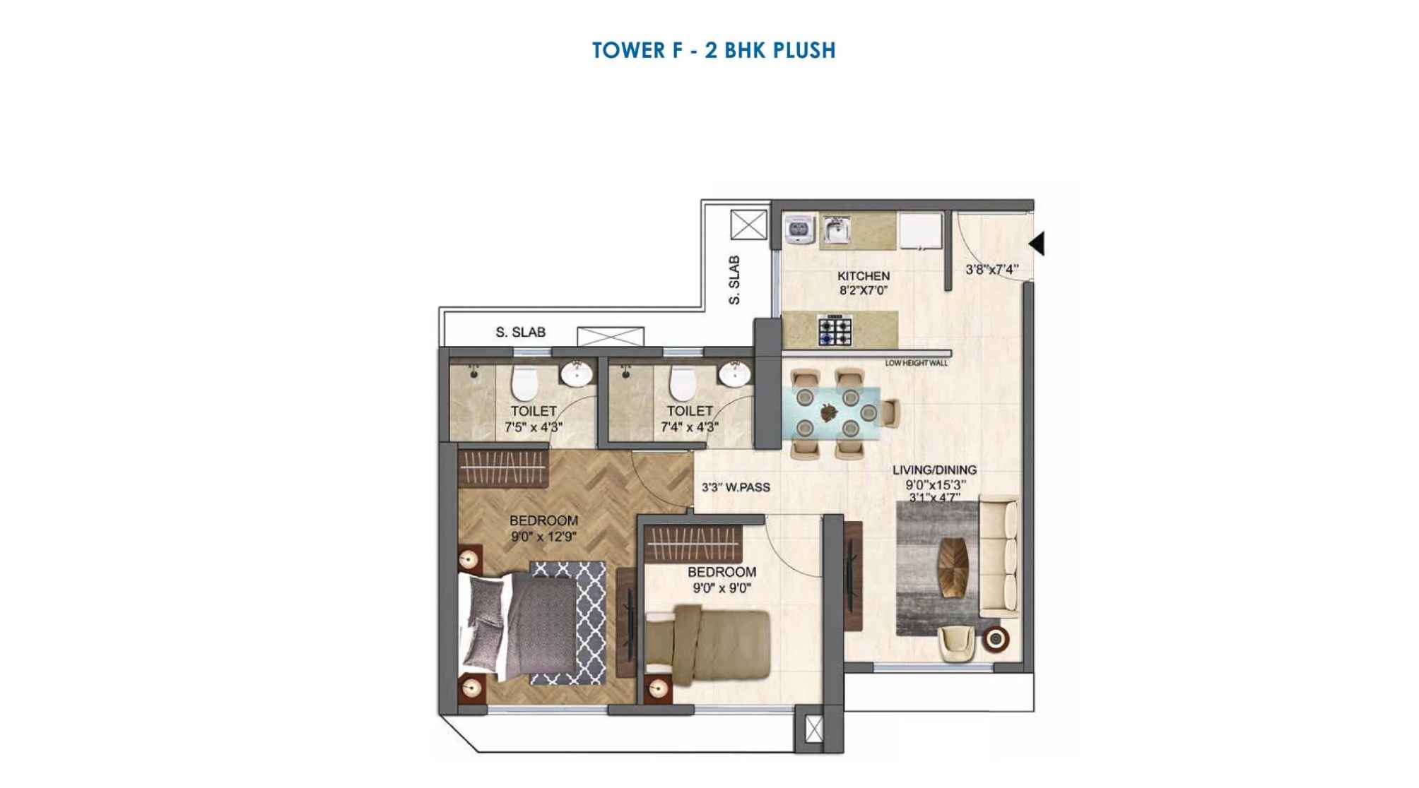 Runwal-Enchanted-Floor-Plans-Tower-F-2-BHK-Plush
