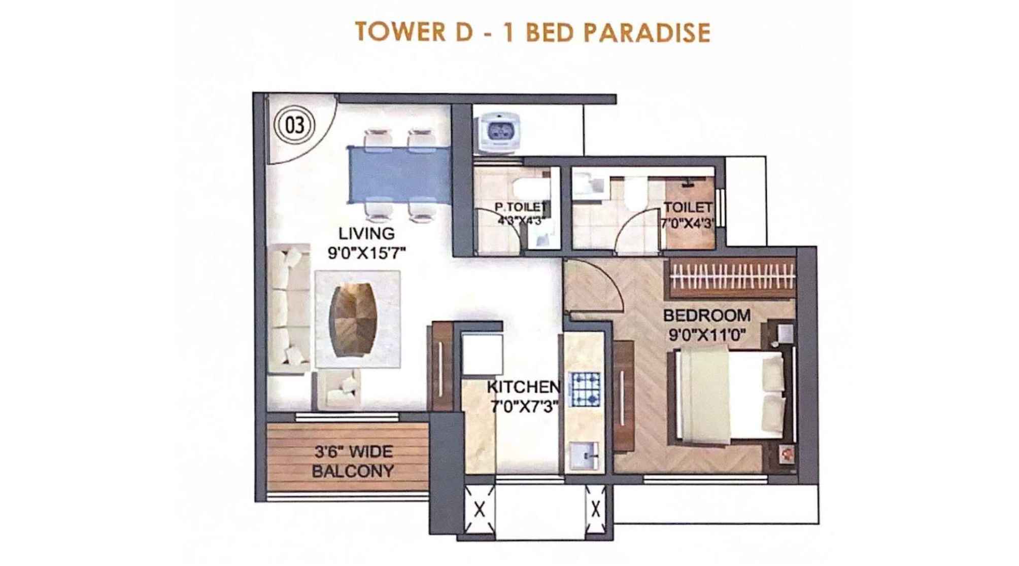 Runwal-Enchanted-Tower-D-Floor-Plan-1-BHK-Paradise-418-sqft