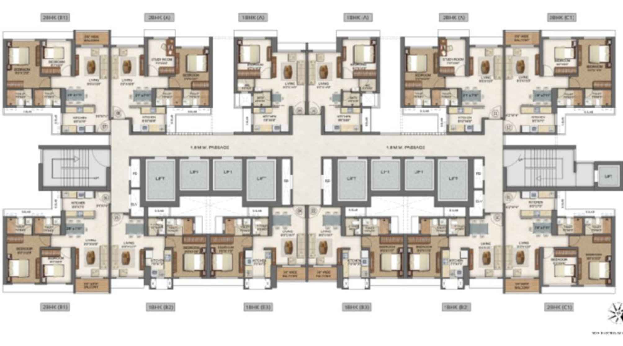 Runwal-Enchanted-Tower-D-Typical-Floor-Plan