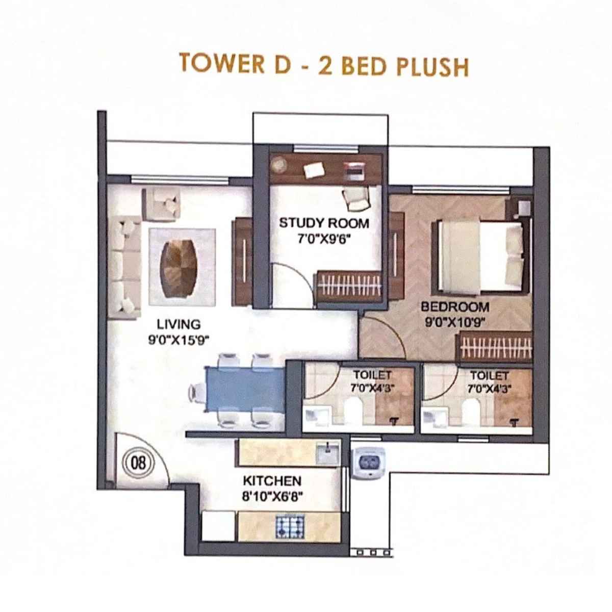 Runwal-Enchanted-Tower-D-Floor-Plan-2-BHK-Plush-580-sqft