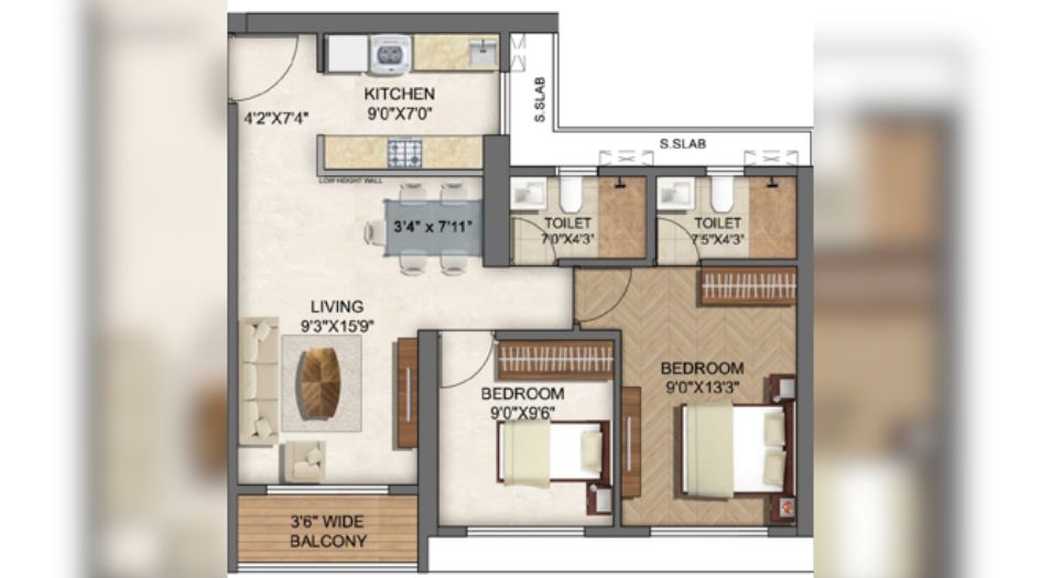 Runwal-Enchanted-Tower-D-2BHK-Unit-Plan